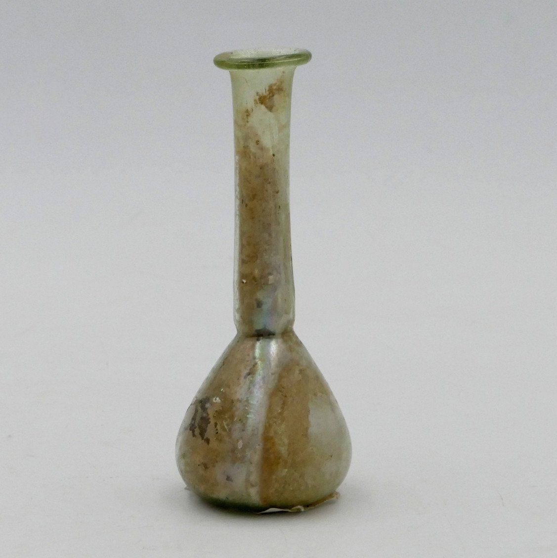 Balsamary In Iridescent Glass, Roman Period, 2nd-3rd Century, Light Tints.-photo-4