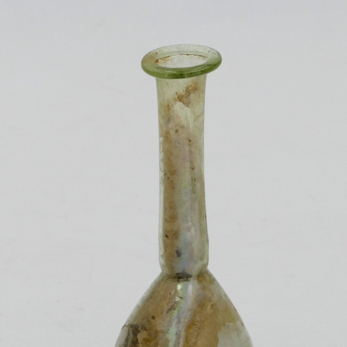 Balsamary In Iridescent Glass, Roman Period, 2nd-3rd Century, Light Tints.-photo-2