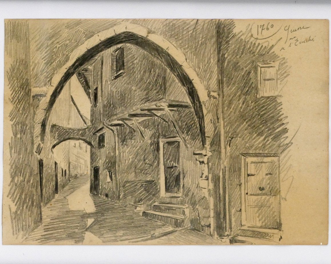 « Grasse, Rue De L’évêché », Dessin Au Graphite, Alex Jorio.