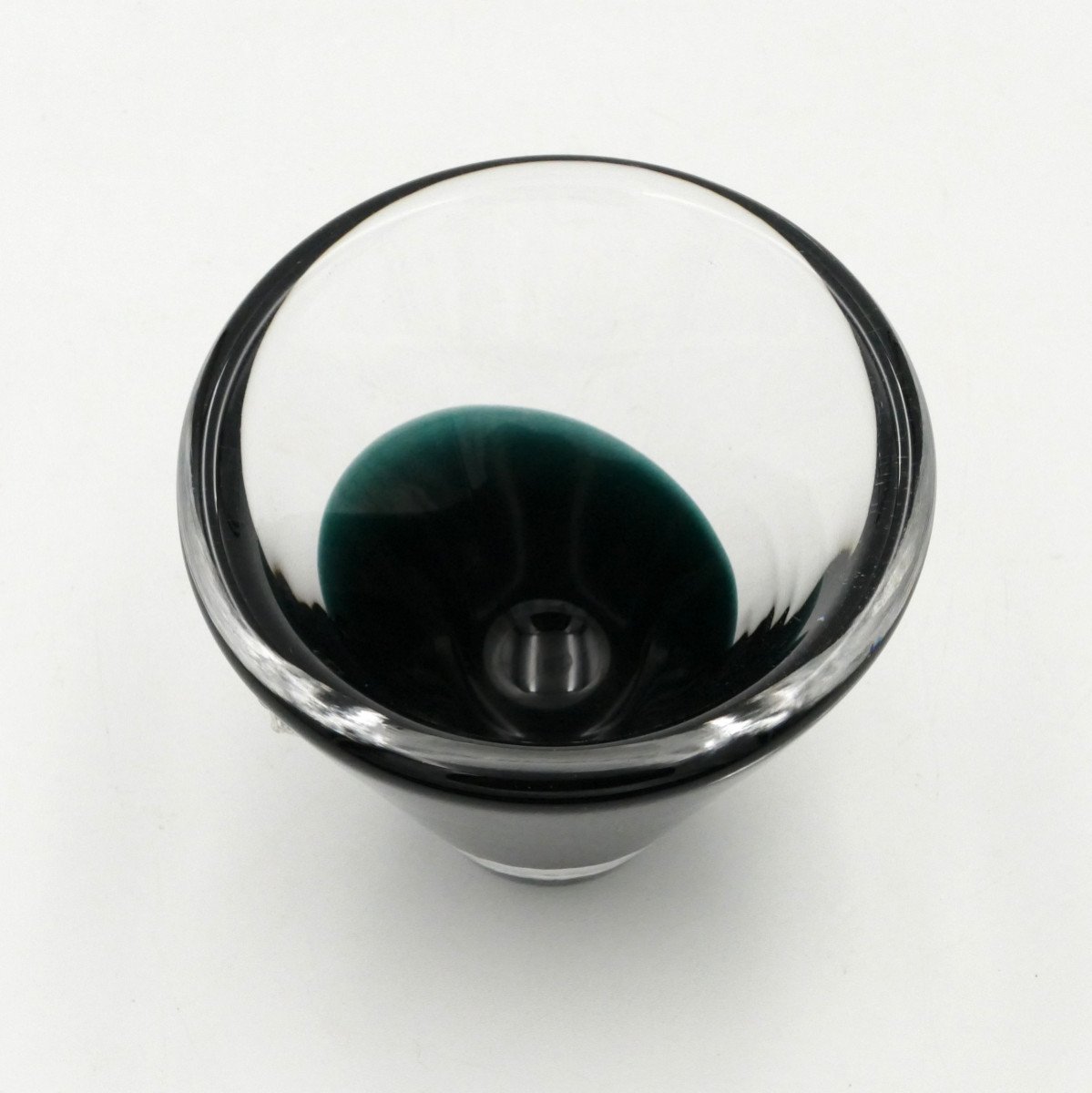 Salviati, Venise, Petit Vase Signé, Verre Vert Et Transparent XXe Siècle.-photo-4