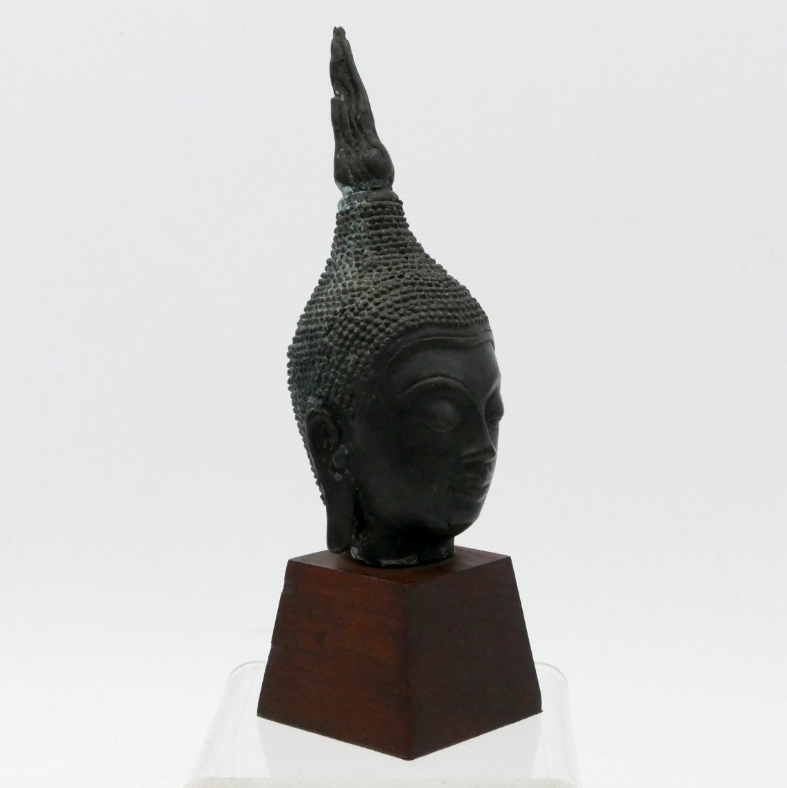 Buddha Head, Burma, Late 19th / Early 20th Century, Bronze.-photo-3