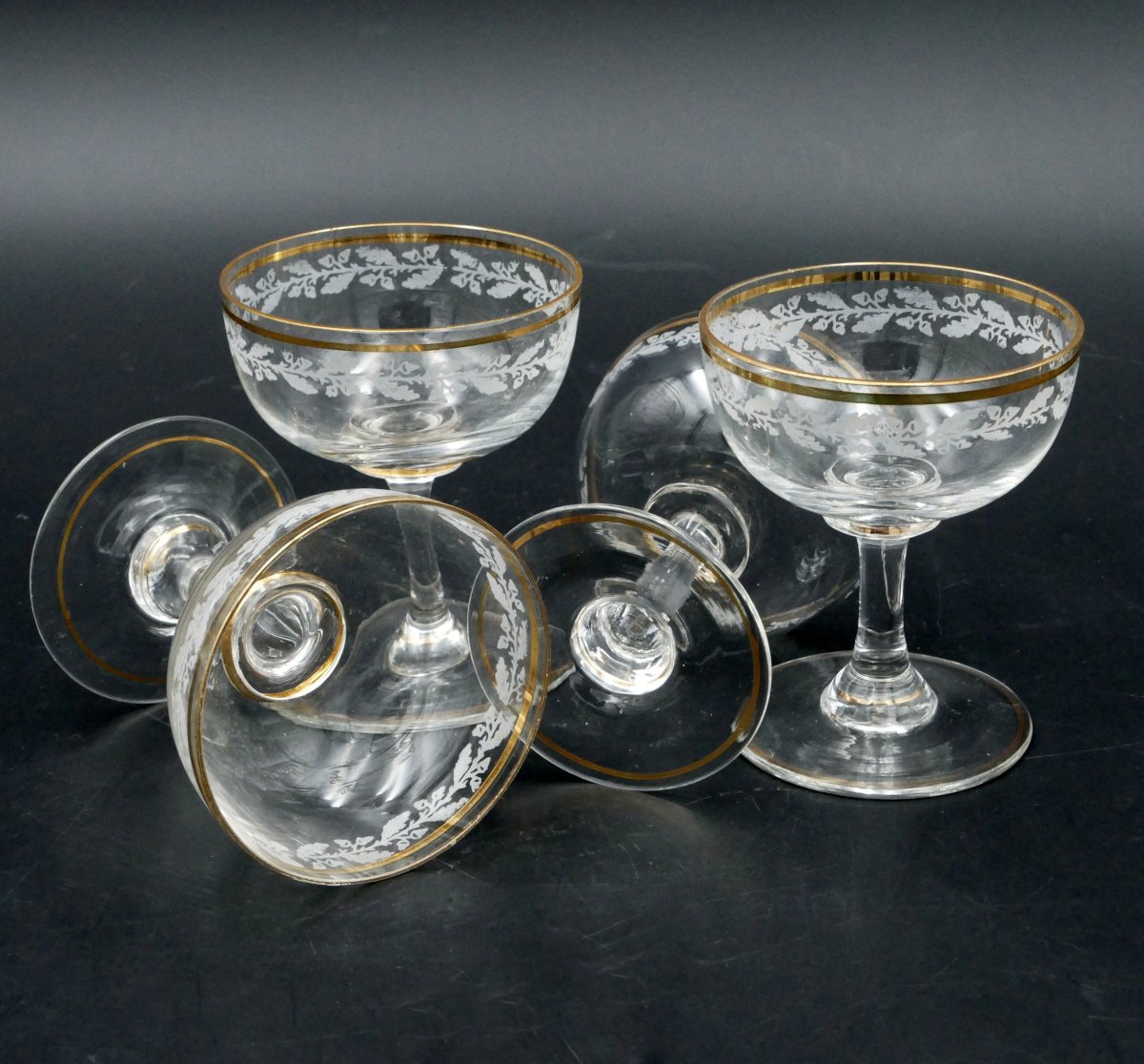 1900s Art Nouveau Enamelled Glass Punch Set.-photo-4