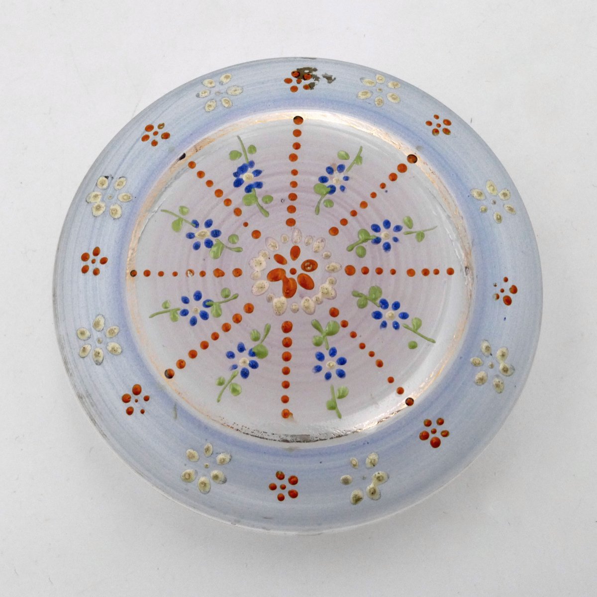 1900 Enameled Glass Candy Box, Stylized Daisies And Cornflowers, Art Nouveau.-photo-4