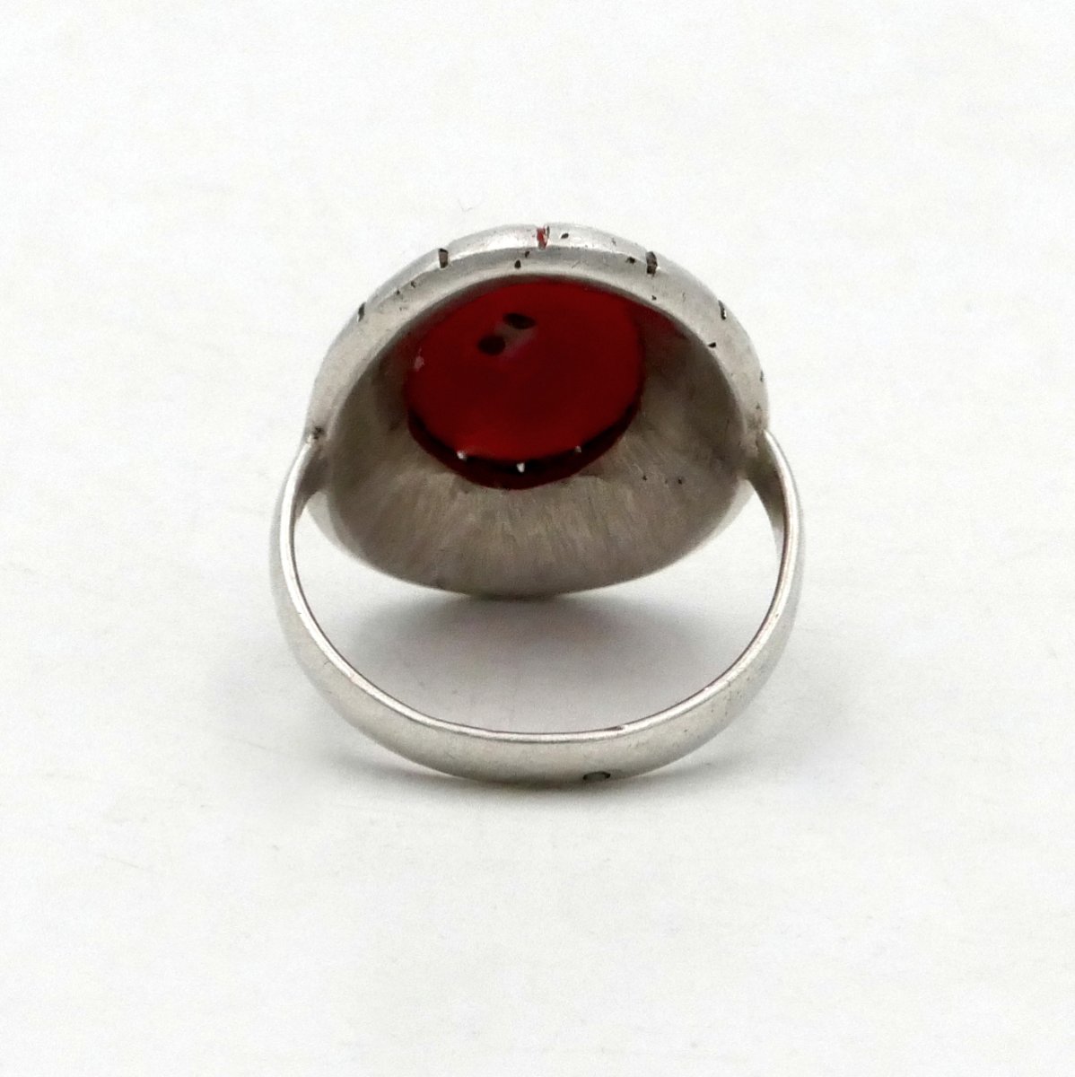 Art Deco Ring In Sterling Silver And Coral, Finger Size 51.5.-photo-1