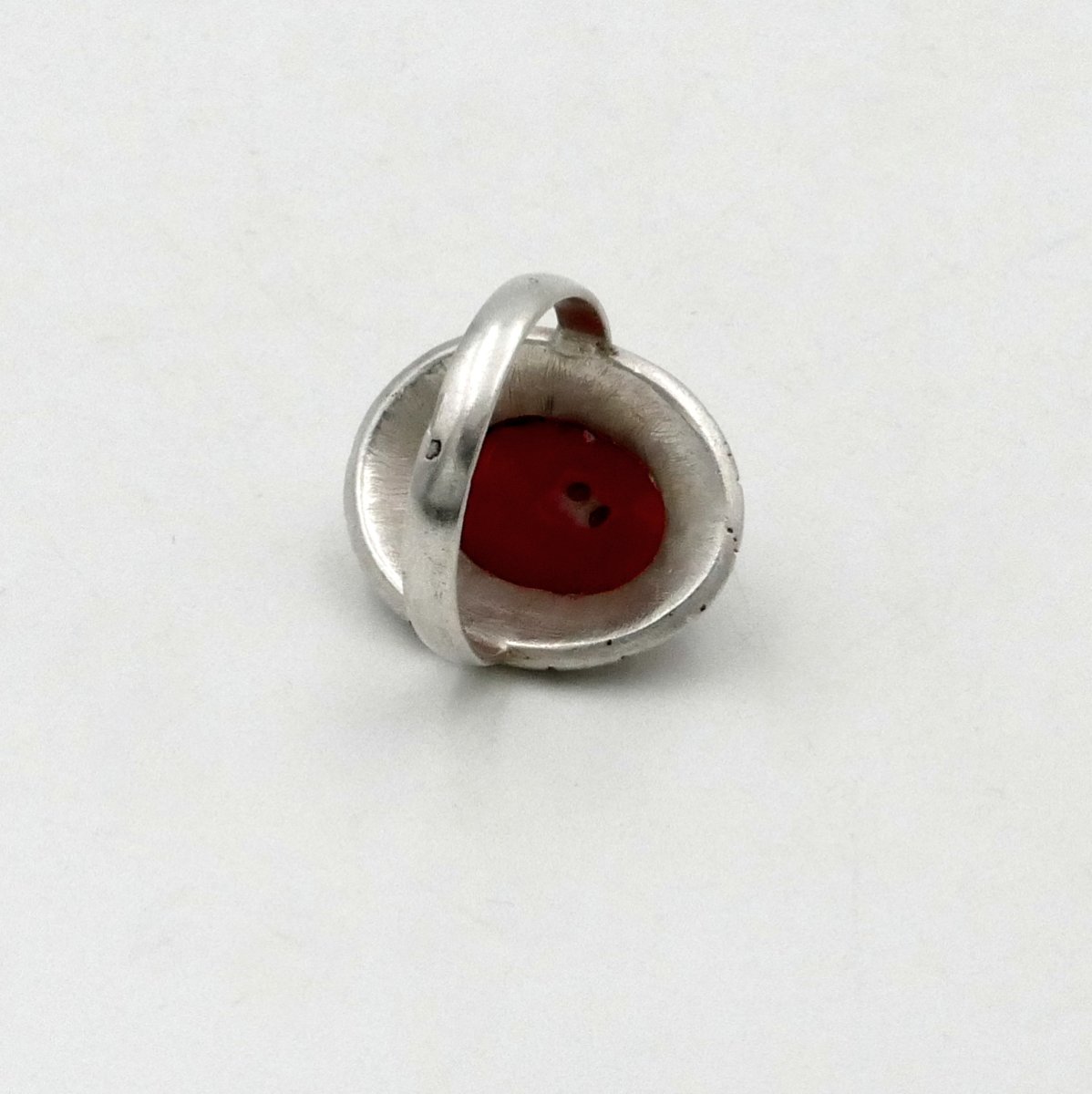 Art Deco Ring In Sterling Silver And Coral, Finger Size 51.5.-photo-3