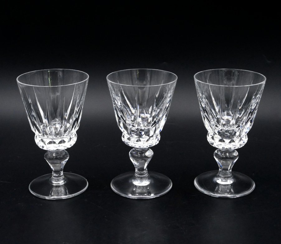 Saint Louis, Modèle Guernesey, 3 Verres à Eau En Cristal, XXe Siècle.-photo-2