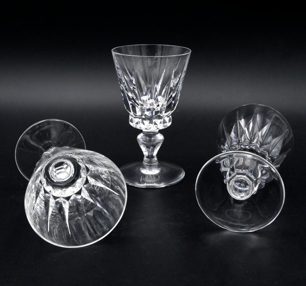Saint Louis, Modèle Guernesey, 3 Verres à Eau En Cristal, XXe Siècle.-photo-1