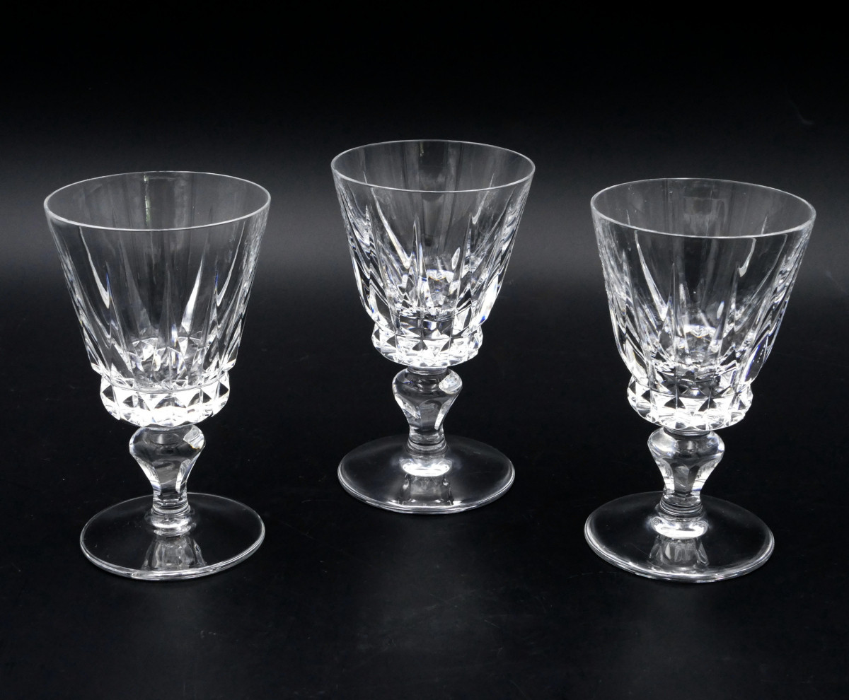 Saint Louis, Modèle Guernesey, 3 Verres à Eau En Cristal, XXe Siècle.