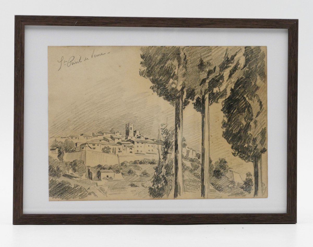 « Saint-Paul-de-Vence », Dessin Au Graphite, Alex Jorio. -photo-2