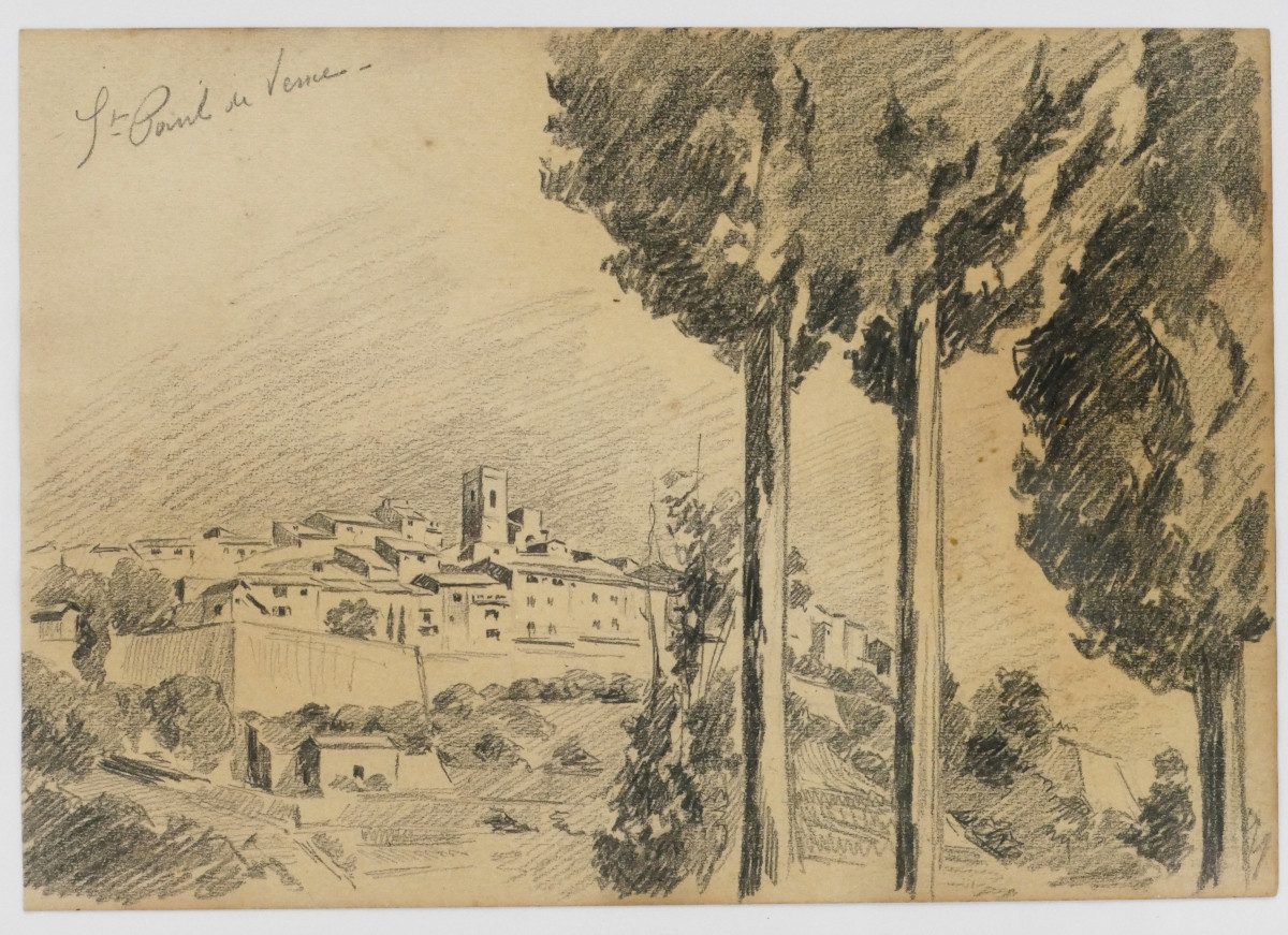 « Saint-Paul-de-Vence », Dessin Au Graphite, Alex Jorio. 