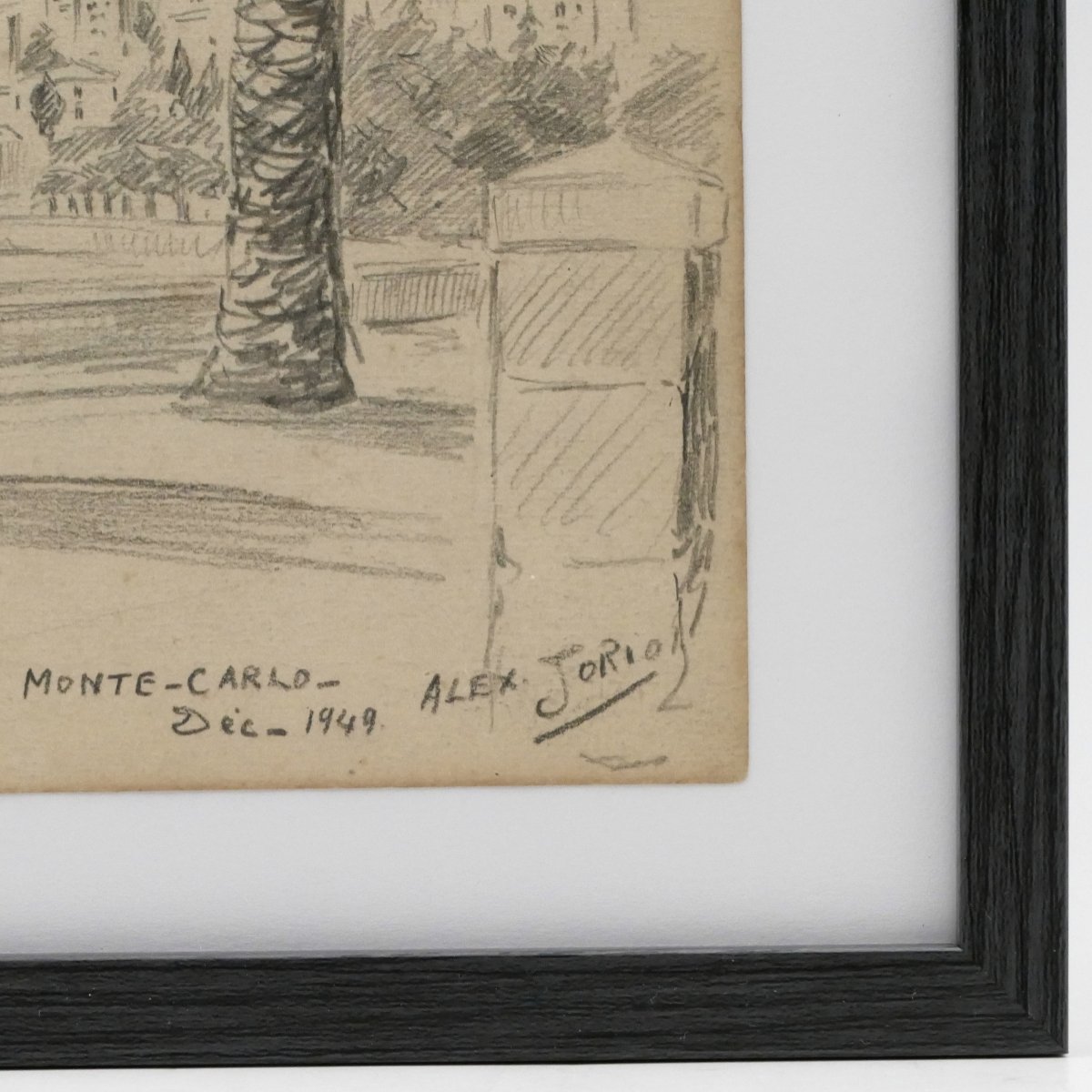 « Vue De Monte-carlo », Dessin Au Graphite, Alex Jorio, Daté Décembre 1949. -photo-3