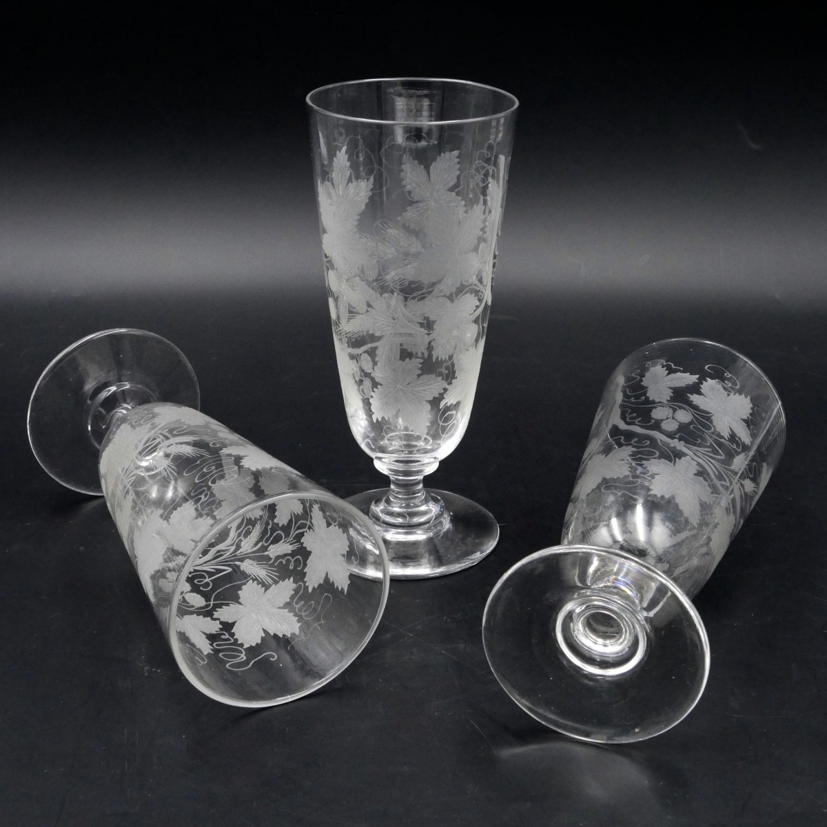 Bohemian, Important Crystal Orangeade Service Engraved With Vine Leaves, Circa 1900.-photo-4
