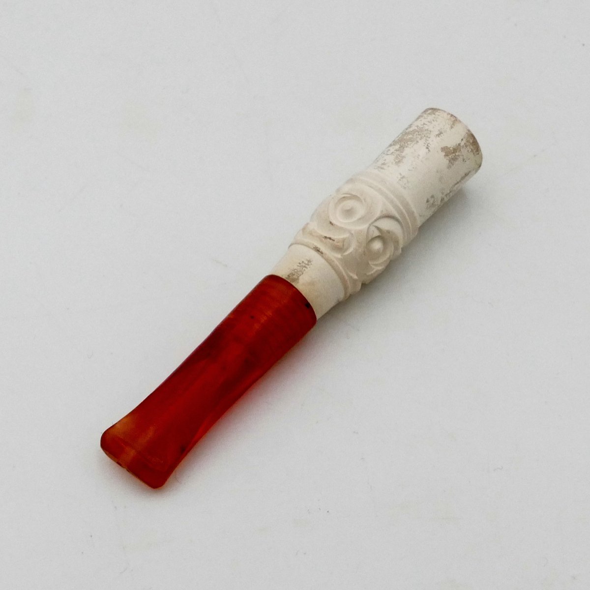 Bakelite And Sculpted Meerschaum Cigarette Holder, In A Case, Early 20th Century.-photo-2