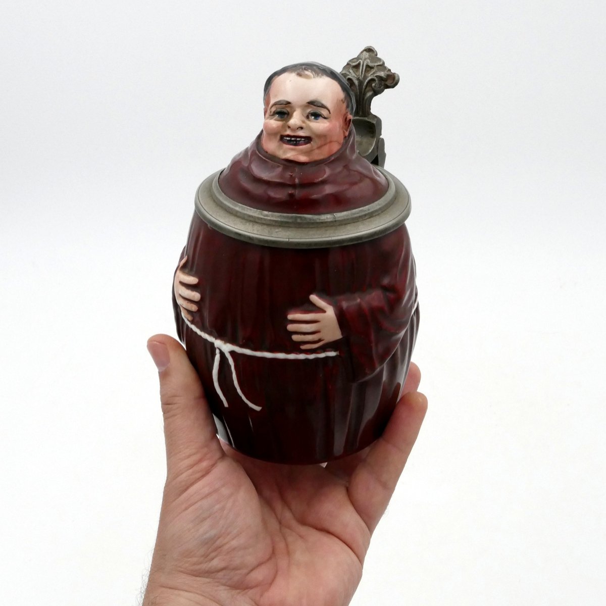 German Beer Mug In The Shape Of A Pot-bellied Monk, Early 20th Century.-photo-8