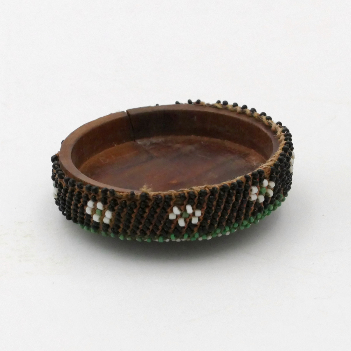 Small Circular Box, Glass Beads, 19th Century.-photo-1