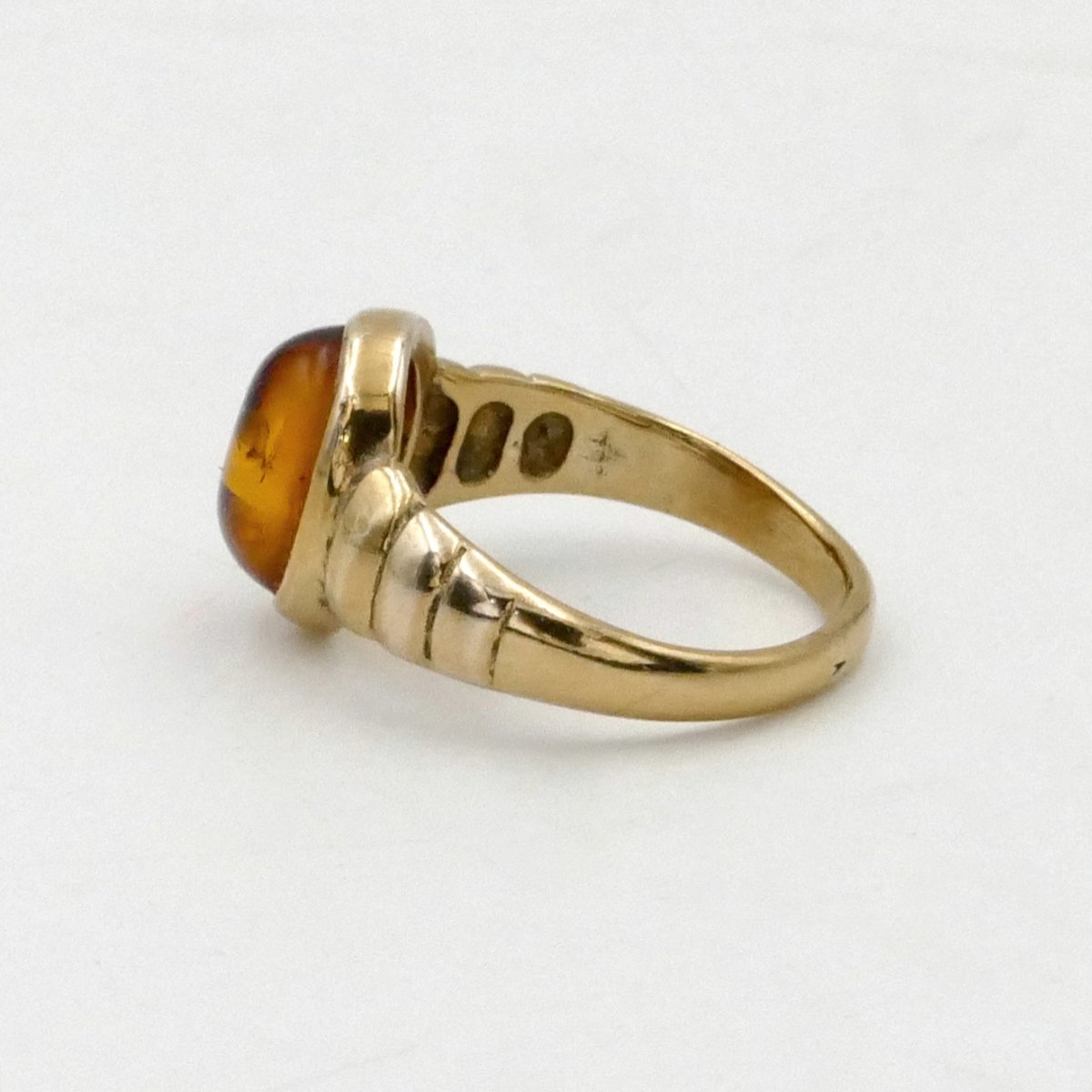 Bague en vermeil, cabochon d'ambre, tour de doigt 50, 1950.-photo-4