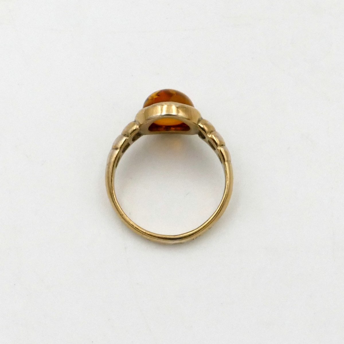 Bague en vermeil, cabochon d'ambre, tour de doigt 50, 1950.-photo-5