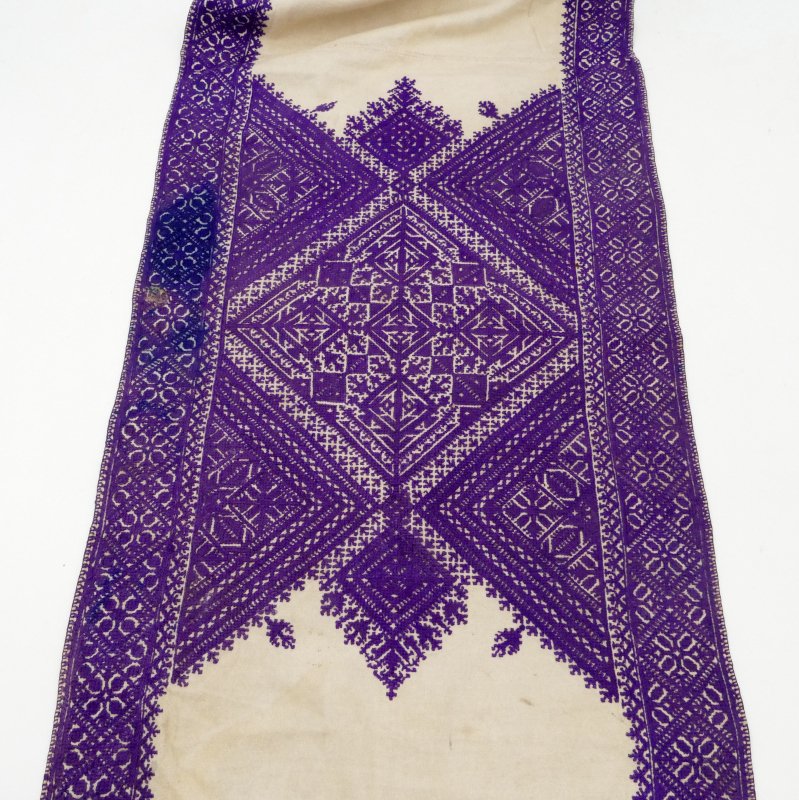 [rare] Fez Stitch Embroidery, Piece Of Fabric, Morocco 1900 - 1920.-photo-2