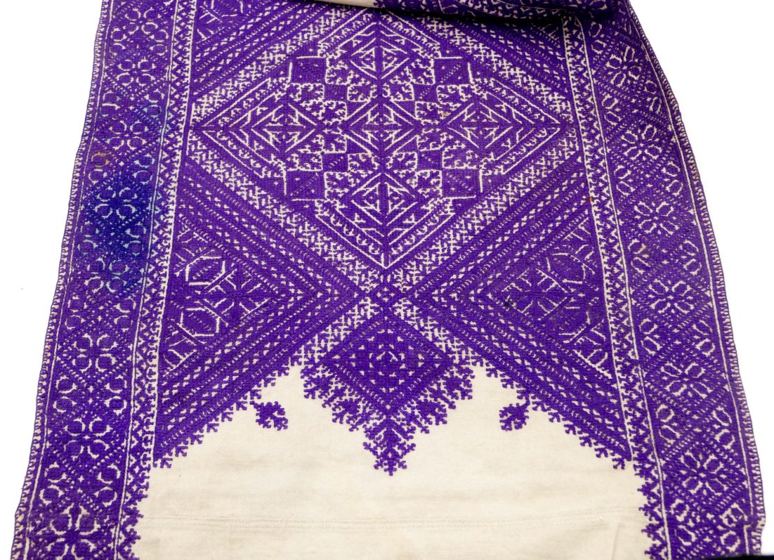 [rare] Fez Stitch Embroidery, Piece Of Fabric, Morocco 1900 - 1920.-photo-7