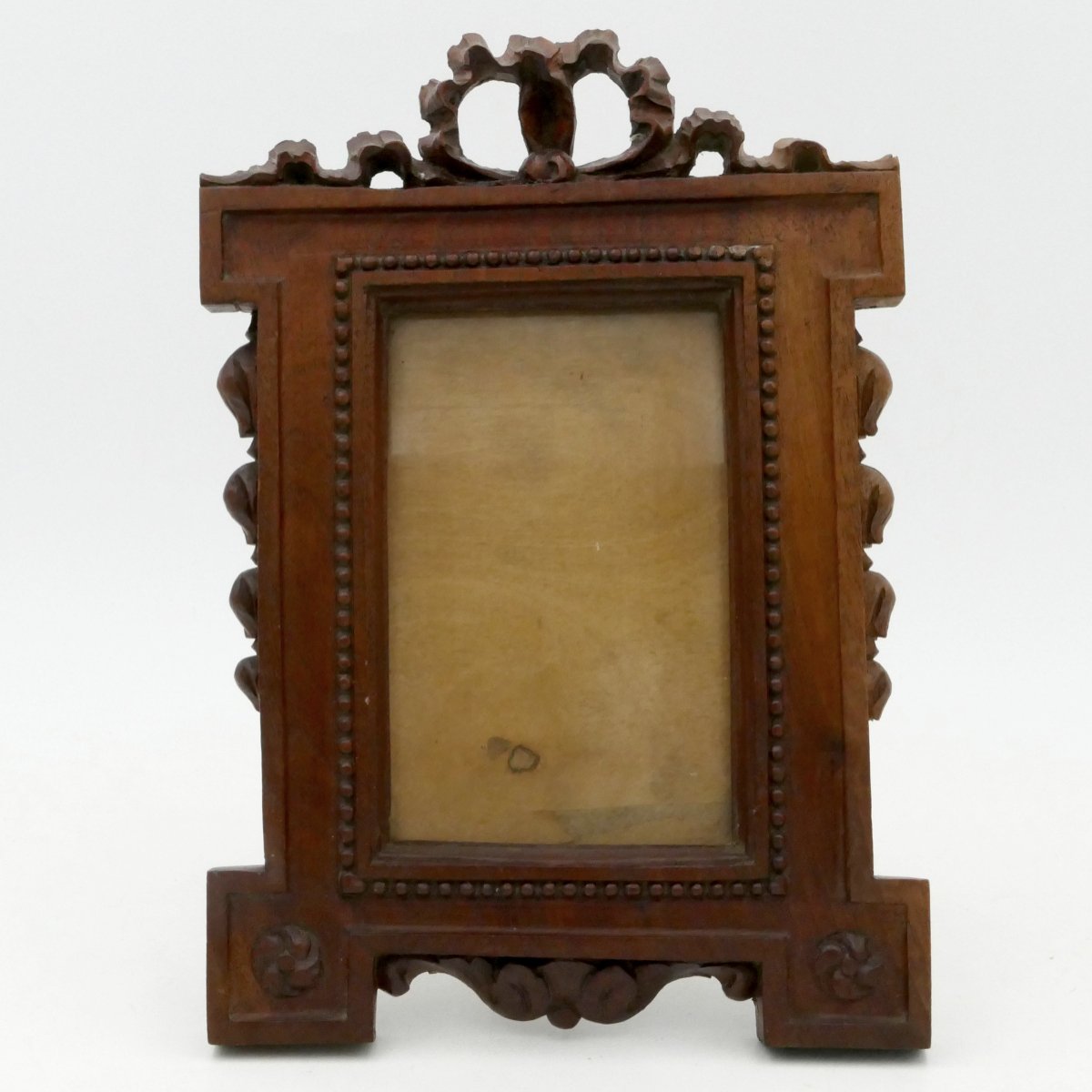 Louis XVI Style Carved Wooden Photo Frame, Decorated With A Ribbon Bow, 1900.-photo-2