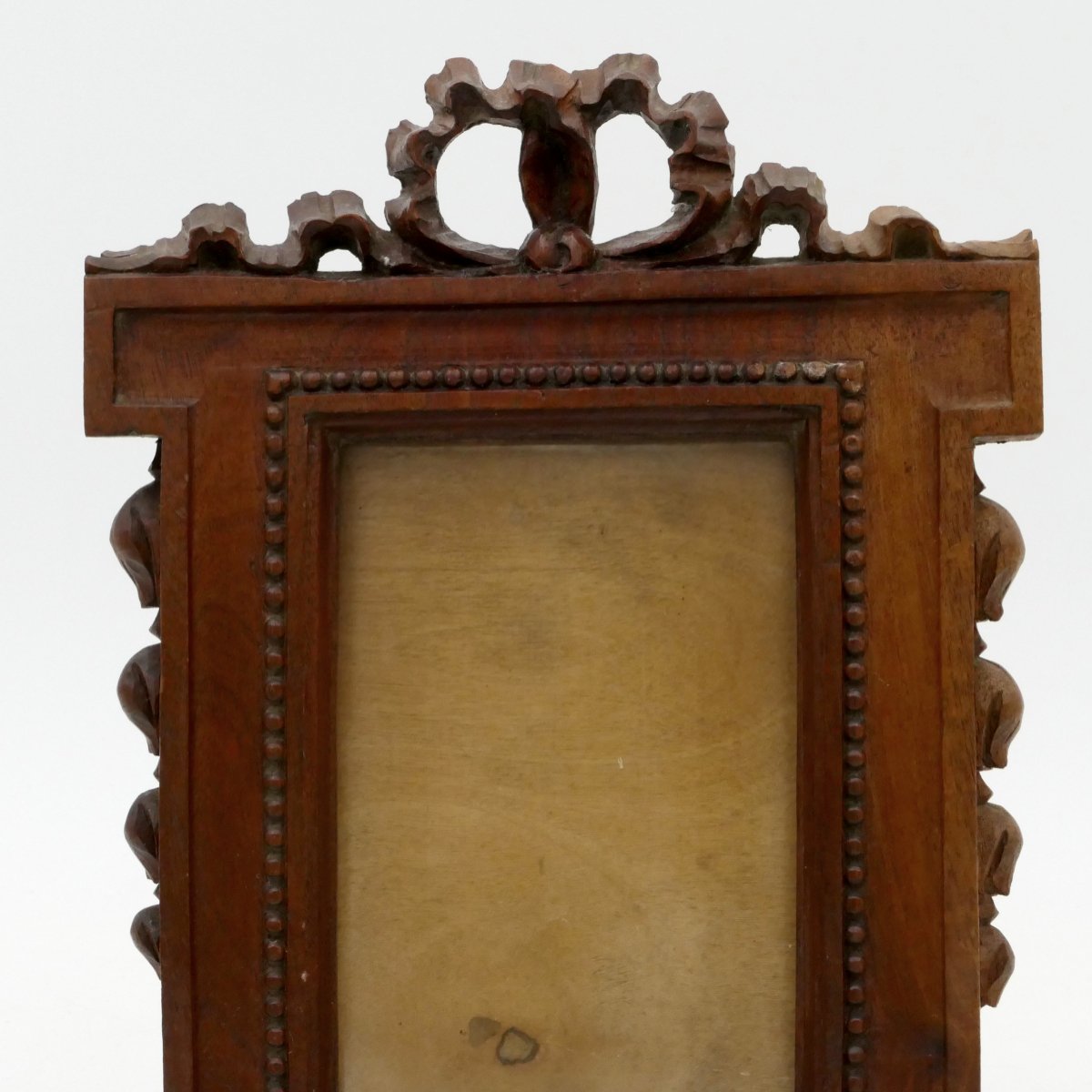 Louis XVI Style Carved Wooden Photo Frame, Decorated With A Ribbon Bow, 1900.-photo-4