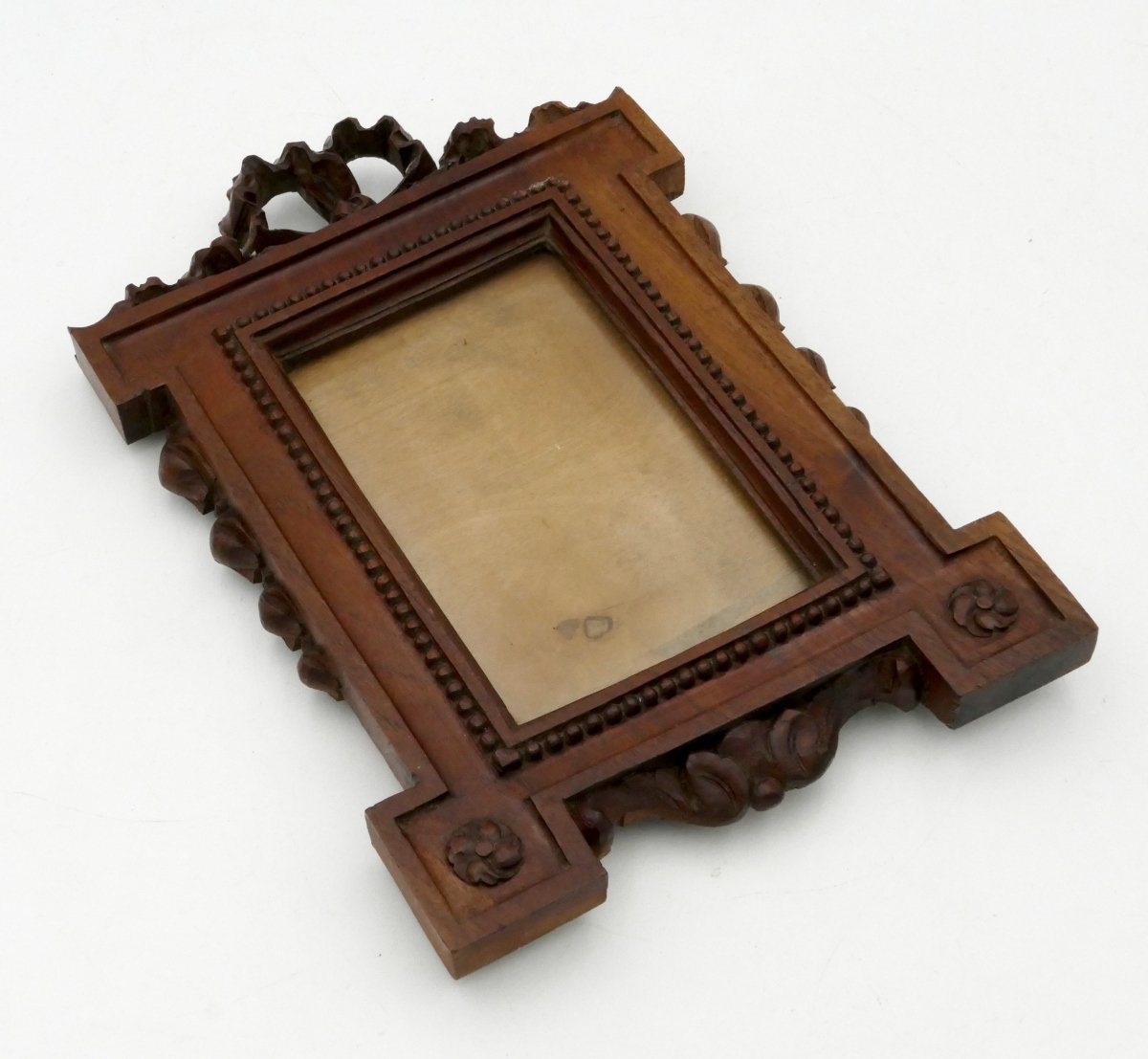 Louis XVI Style Carved Wooden Photo Frame, Decorated With A Ribbon Bow, 1900.-photo-5