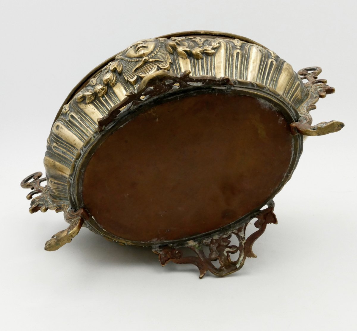 Jardinière In Embossed Brass And Bronze, Decorated With Female Faces, Napoleon III.-photo-7