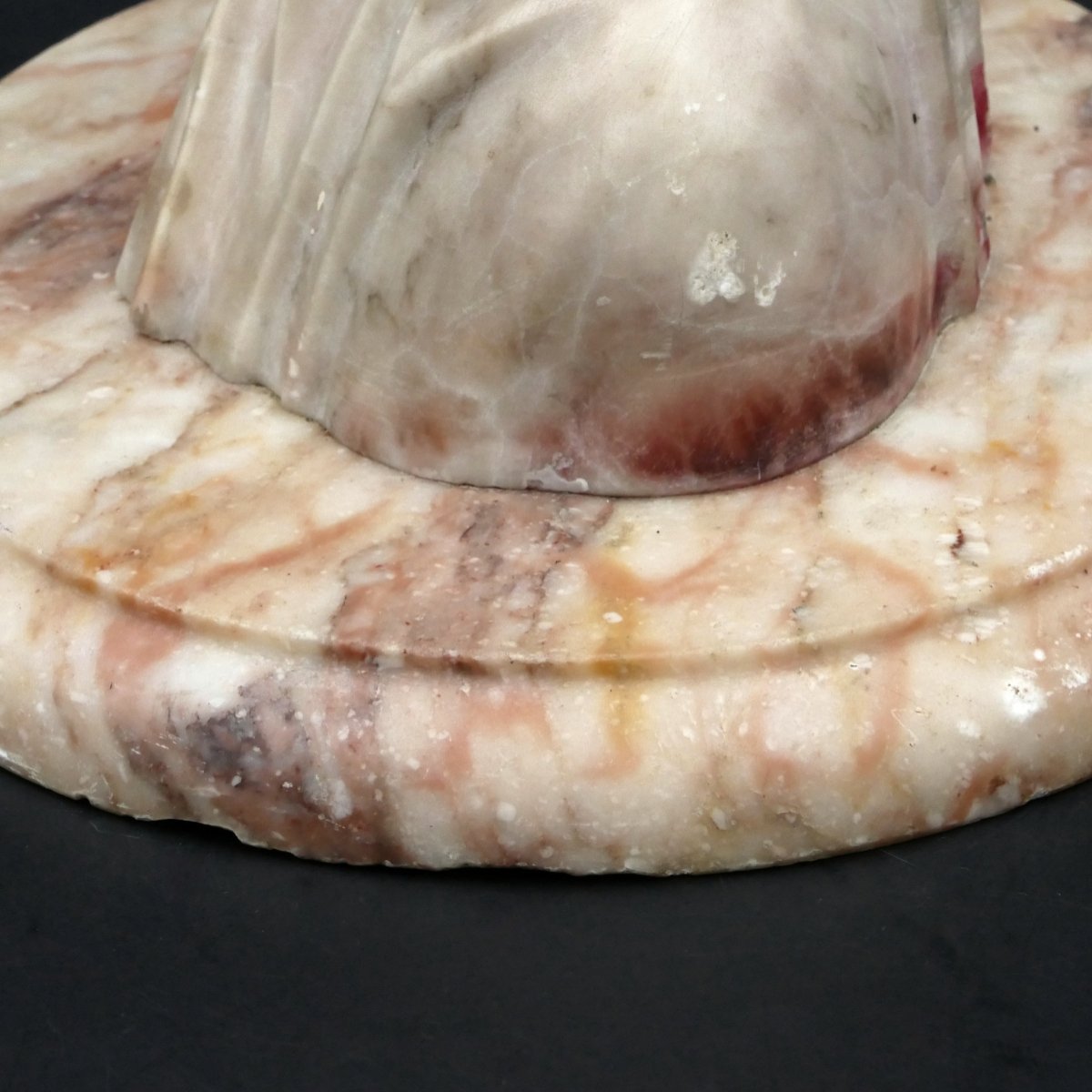 Bust Of A Young Woman In Alabaster And Marble 1900. -photo-3