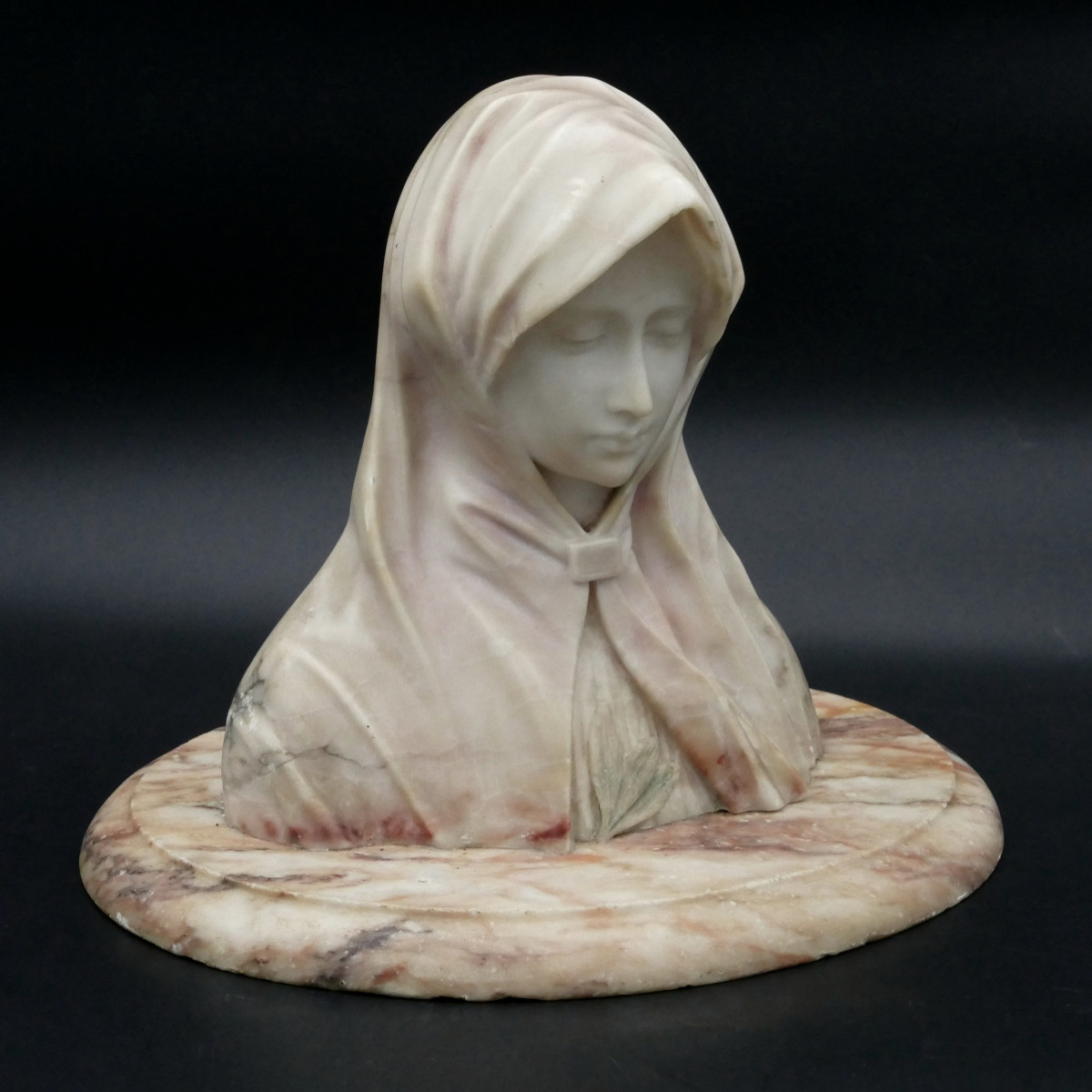 Bust Of A Young Woman In Alabaster And Marble 1900. 