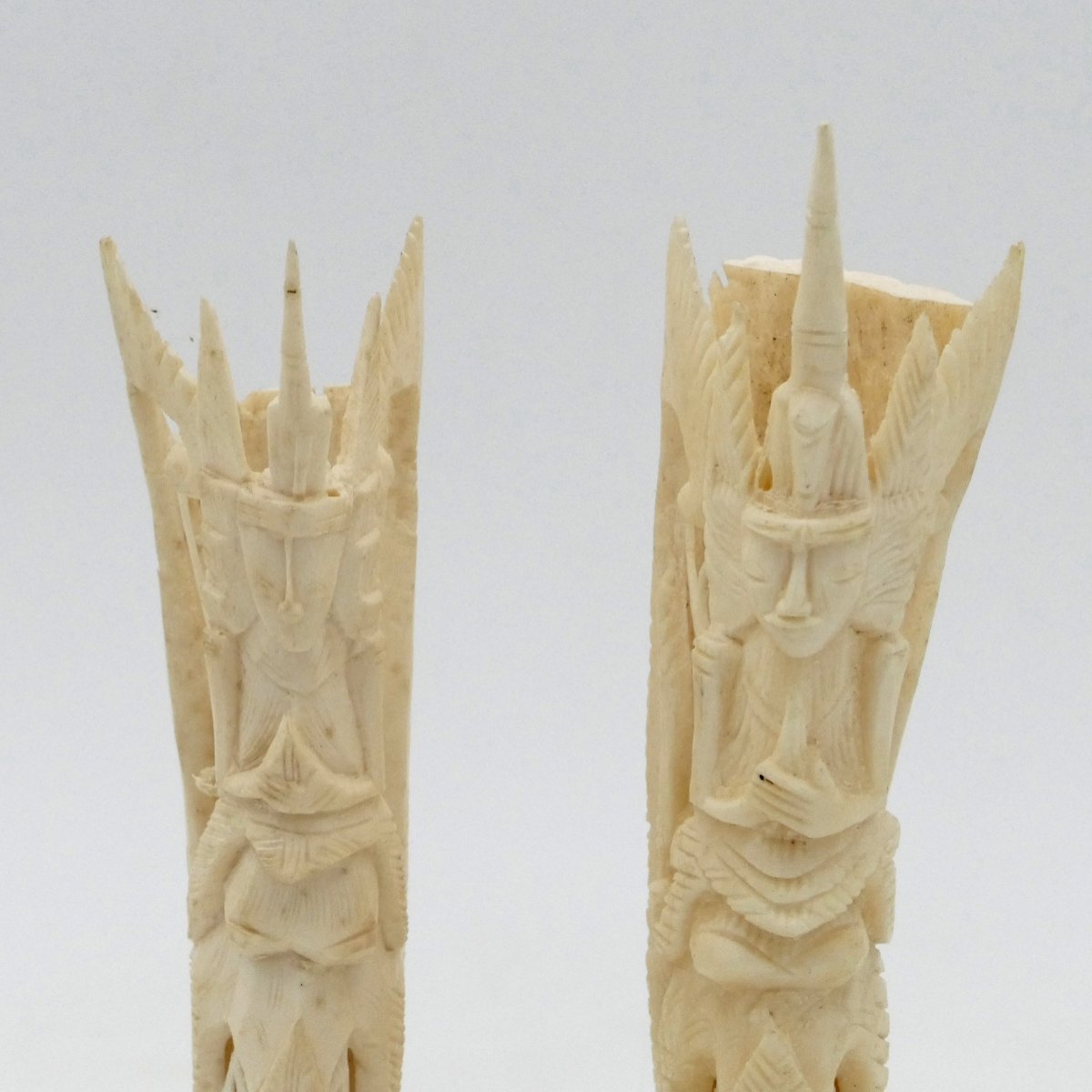 Bali, Pair Of Bone Sculptures Representing The Goddess Dewi Sri, Mid-20th Century, Indonesia.-photo-3