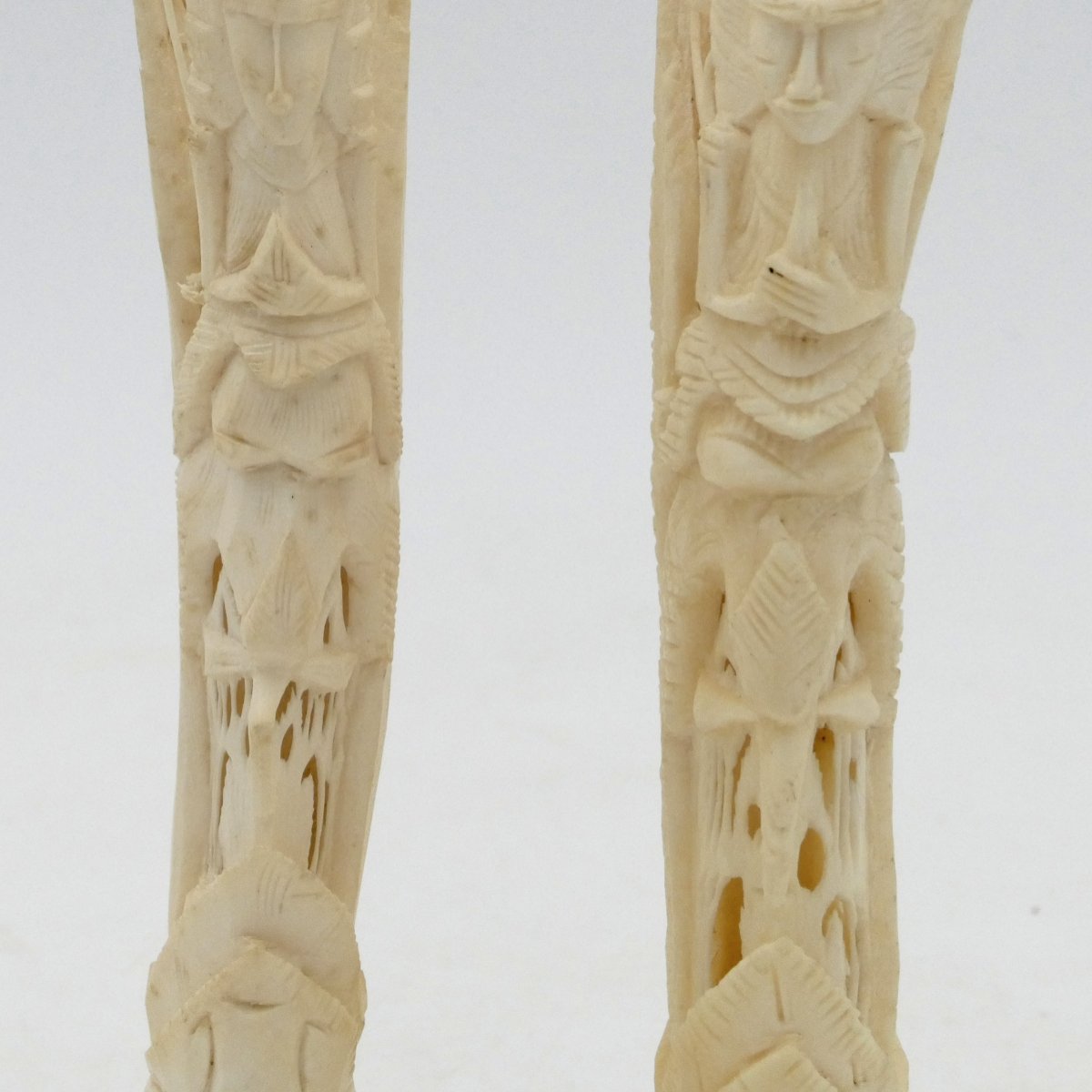 Bali, Pair Of Bone Sculptures Representing The Goddess Dewi Sri, Mid-20th Century, Indonesia.-photo-4