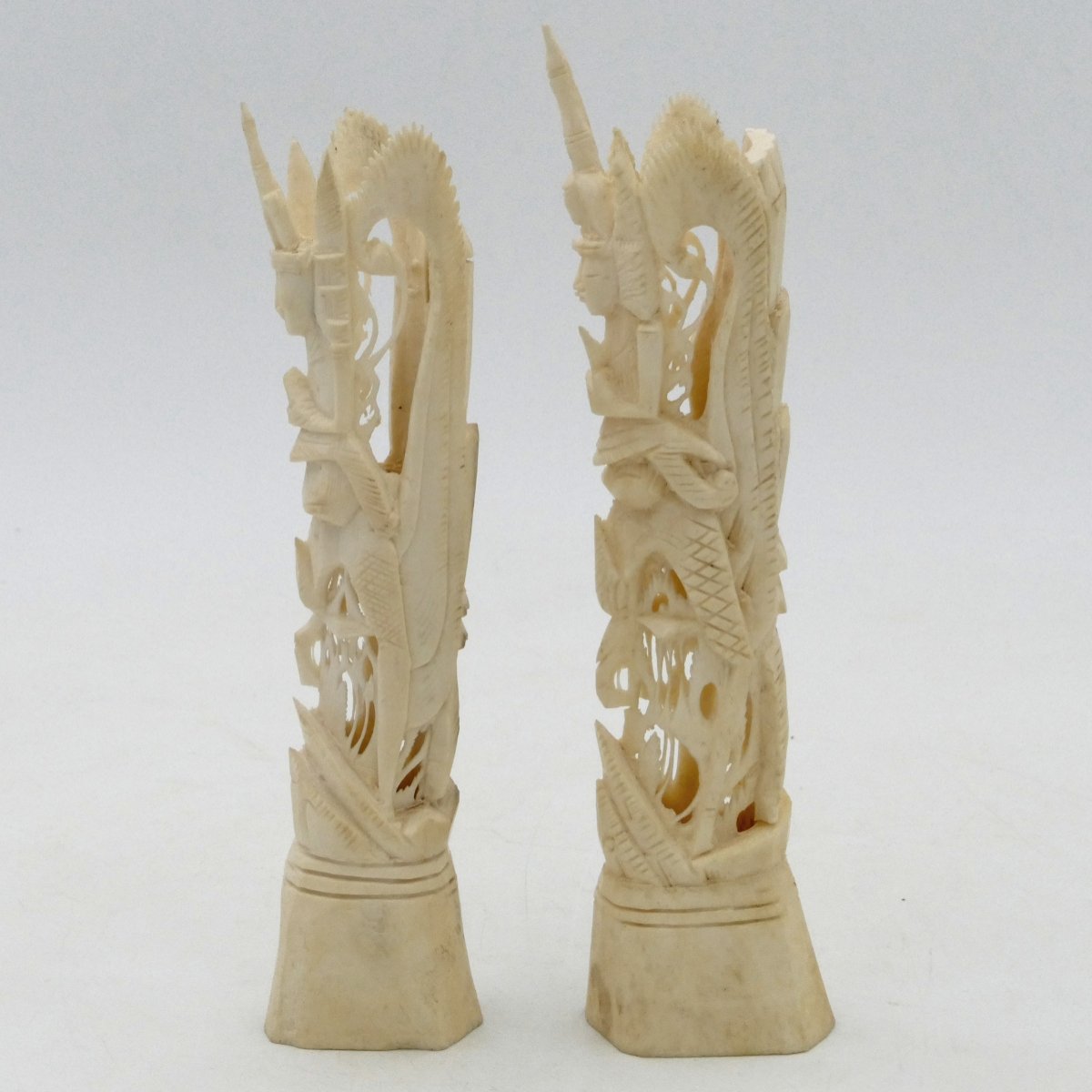 Bali, Pair Of Bone Sculptures Representing The Goddess Dewi Sri, Mid-20th Century, Indonesia.-photo-5