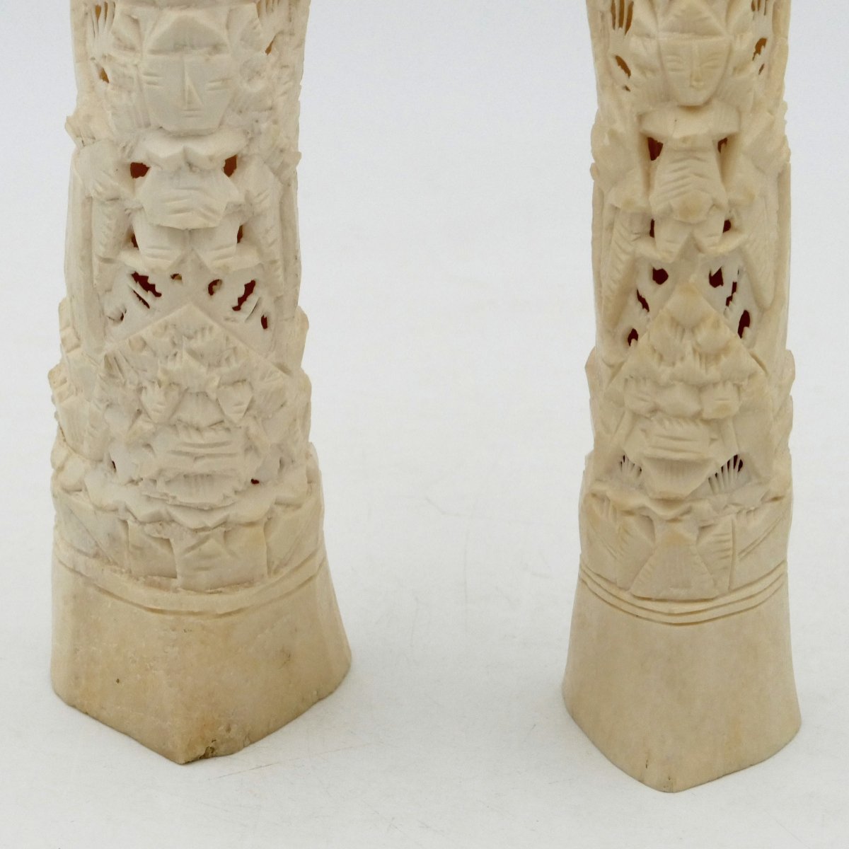 Bali, Pair Of Bone Sculptures Representing The God Barong, Mid-20th Century, Indonesia.-photo-3