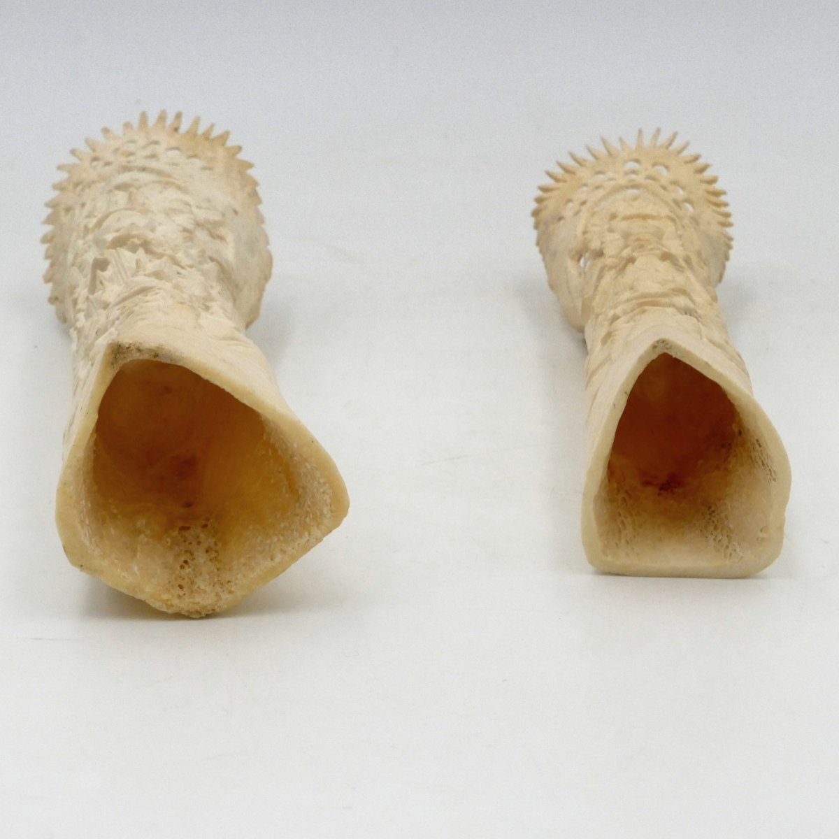 Bali, Pair Of Bone Sculptures Representing The God Barong, Mid-20th Century, Indonesia.-photo-6