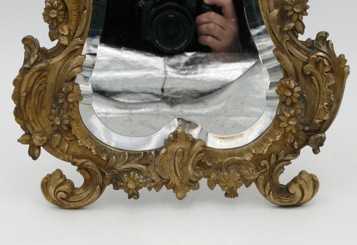 Miroir &agrave; poser en bronze de style rocaille, Napol&eacute;on III.-photo-3