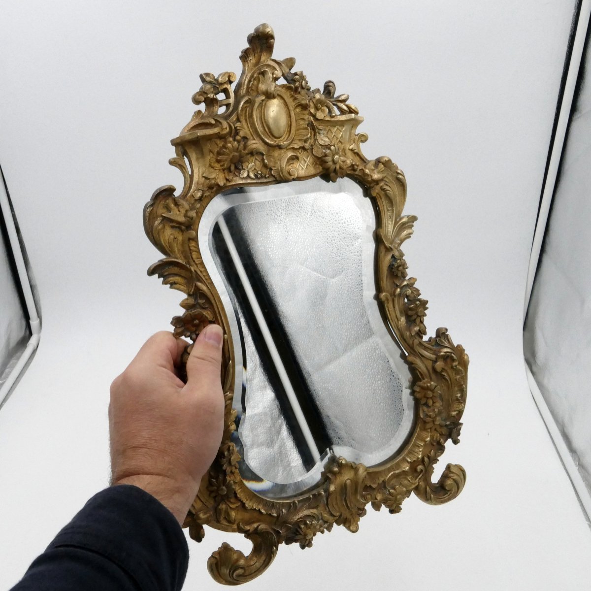 Miroir &agrave; poser en bronze de style rocaille, Napol&eacute;on III.-photo-8