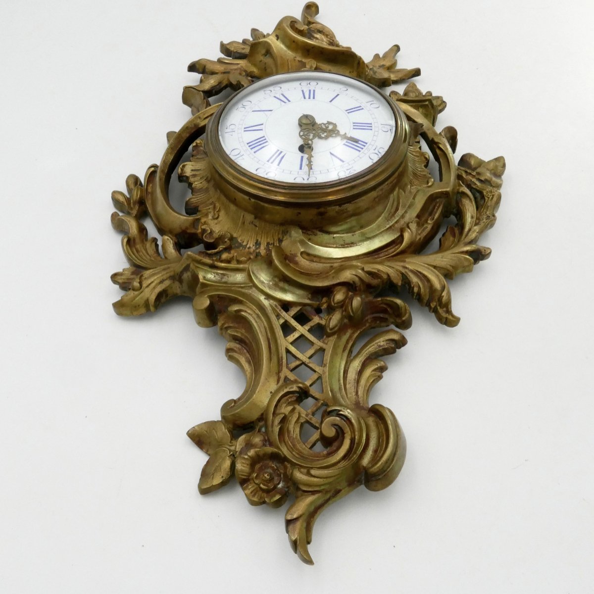 Cartel d'applique en bronze de style Louis XV, époque XIXe siècle.-photo-1