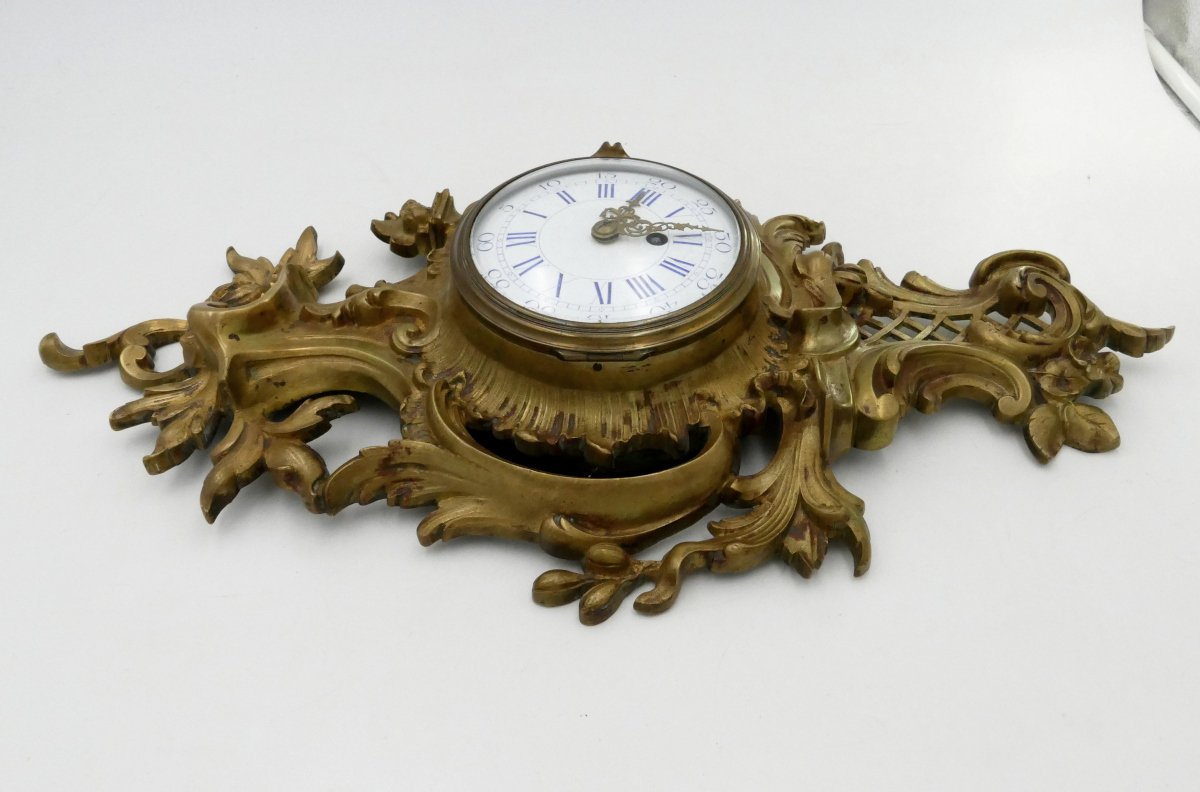 Cartel d'applique en bronze de style Louis XV, époque XIXe siècle.-photo-2