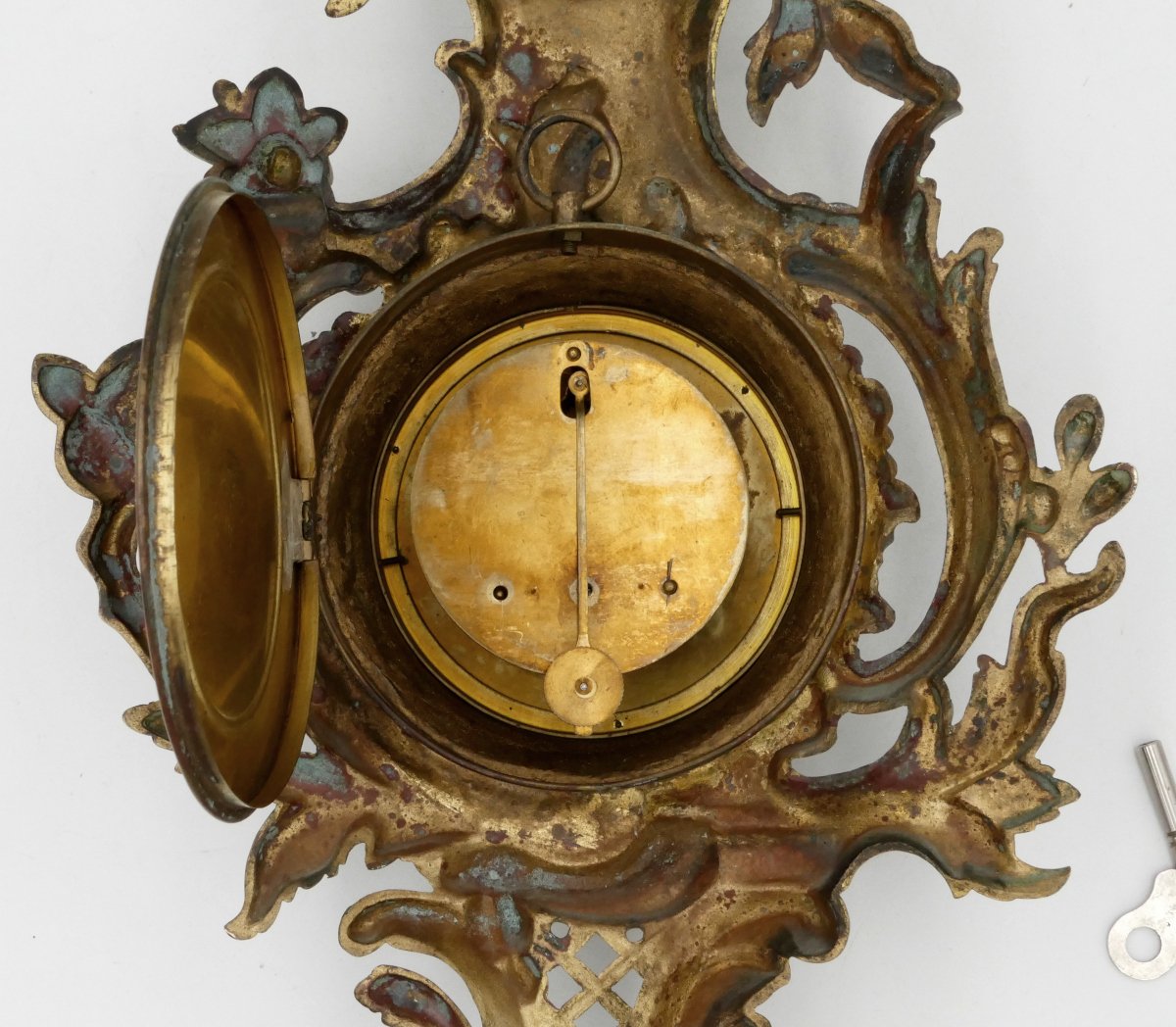 Cartel d'applique en bronze de style Louis XV, époque XIXe siècle.-photo-5