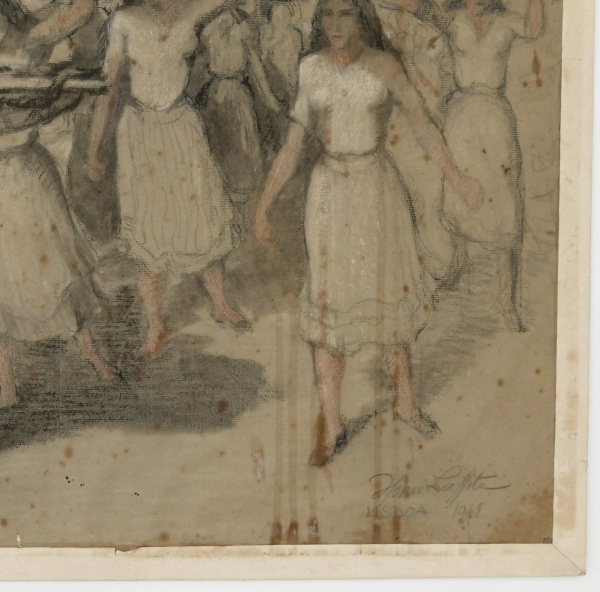 Henri Lafitte (1885–1977), « Scène de marché à Lisbonne », étude signée, située, datée 1948.-photo-2