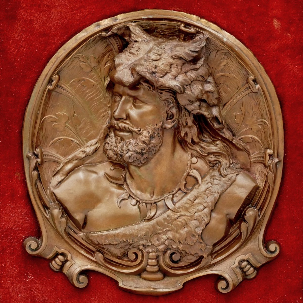 “hercules Wearing The Skin Of The Nemean Lion”, Embossed Copper Bas-relief, Early 20th Century-photo-2