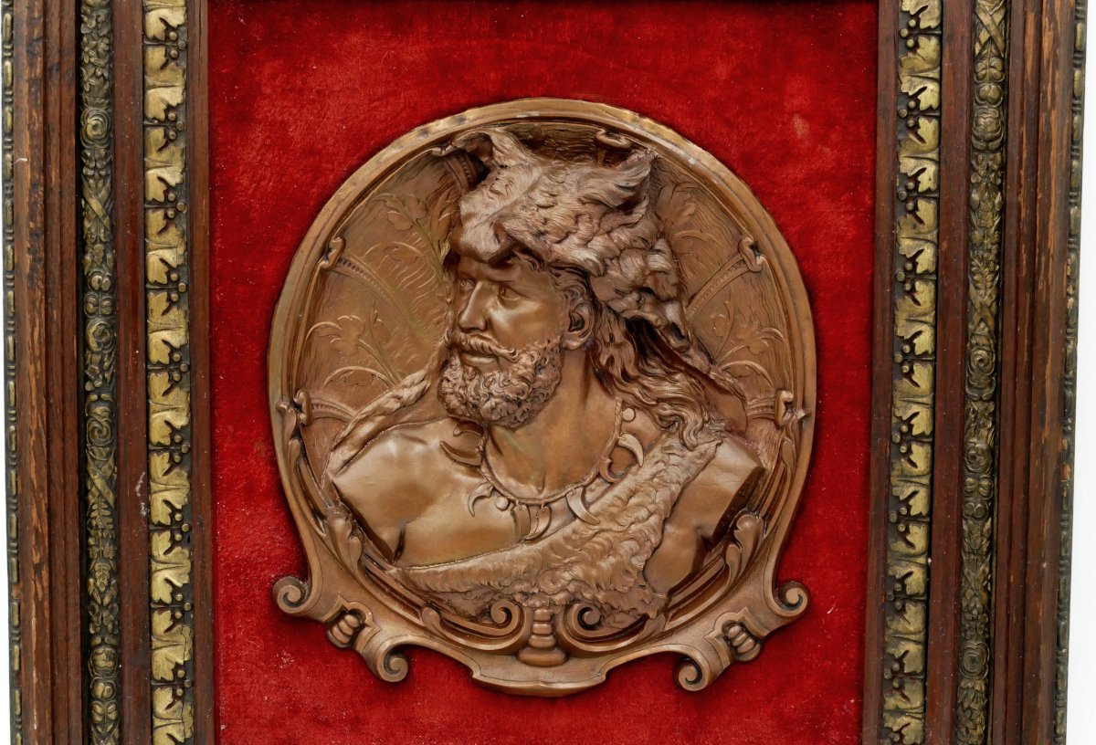 “hercules Wearing The Skin Of The Nemean Lion”, Embossed Copper Bas-relief, Early 20th Century-photo-4