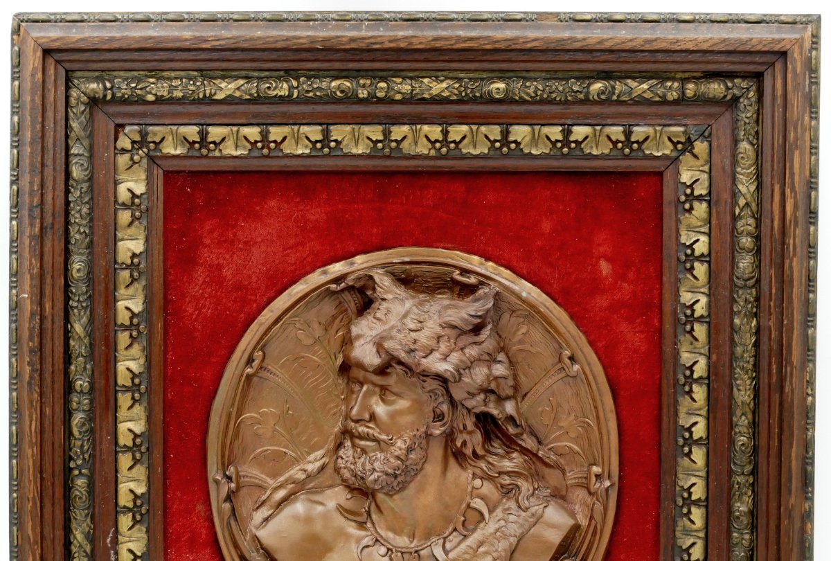 “hercules Wearing The Skin Of The Nemean Lion”, Embossed Copper Bas-relief, Early 20th Century-photo-1