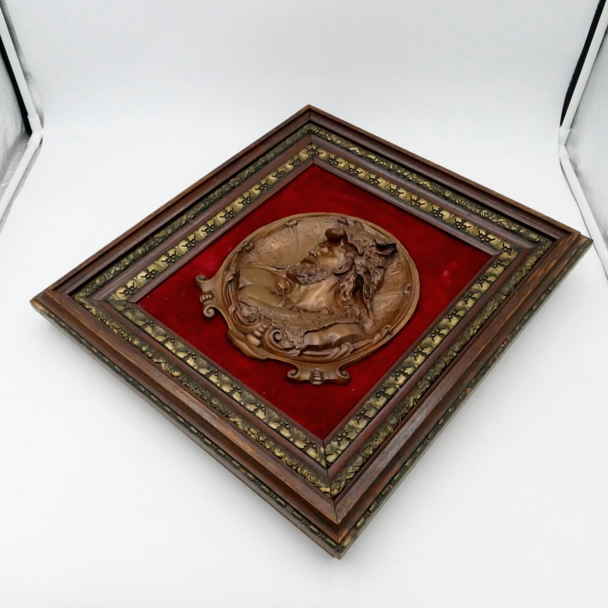 “hercules Wearing The Skin Of The Nemean Lion”, Embossed Copper Bas-relief, Early 20th Century-photo-3