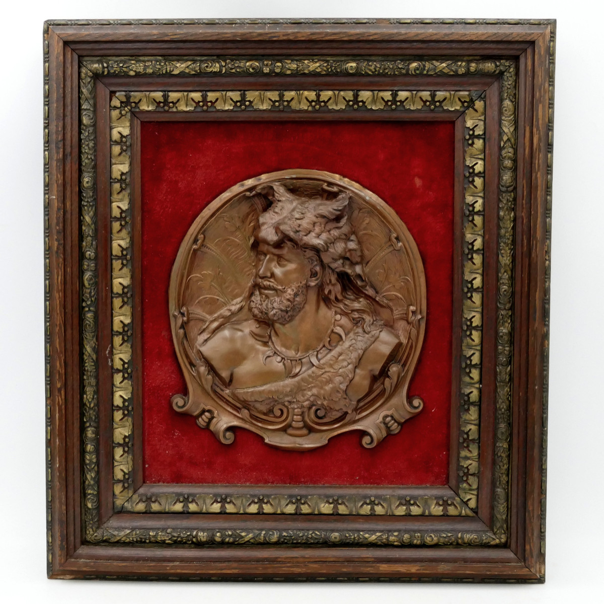 “hercules Wearing The Skin Of The Nemean Lion”, Embossed Copper Bas-relief, Early 20th Century