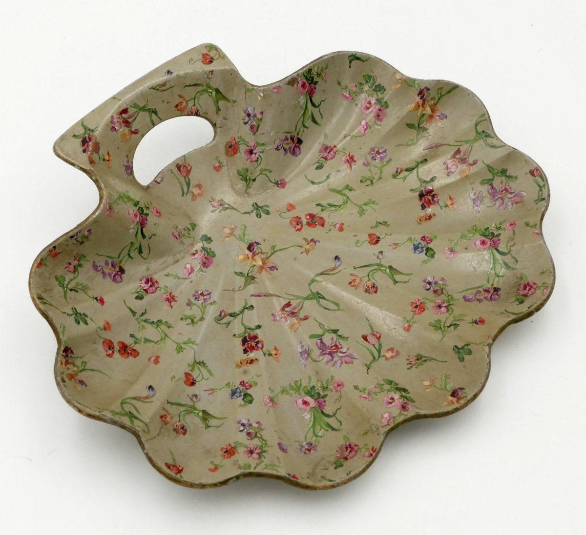 Napoleon III Crumb Collector, Floral Decoration, Boiled Cardboard, Crumb Collector, 19th Century.-photo-4