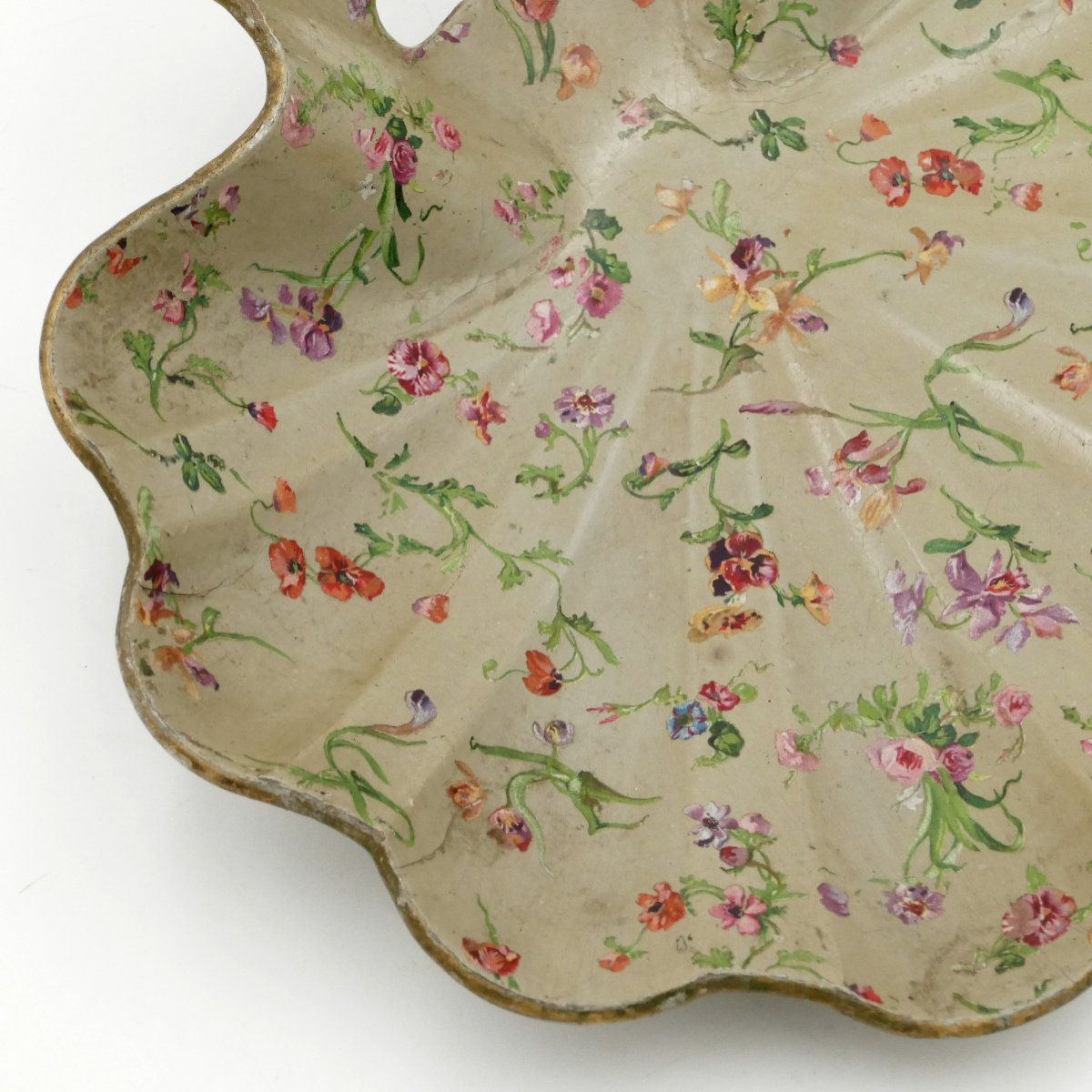 Napoleon III Crumb Collector, Floral Decoration, Boiled Cardboard, Crumb Collector, 19th Century.-photo-1