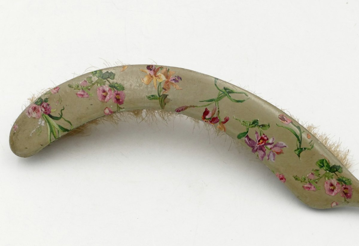Napoleon III Crumb Collector, Floral Decoration, Boiled Cardboard, Crumb Collector, 19th Century.-photo-4