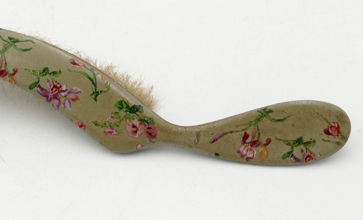 Napoleon III Crumb Collector, Floral Decoration, Boiled Cardboard, Crumb Collector, 19th Century.-photo-5