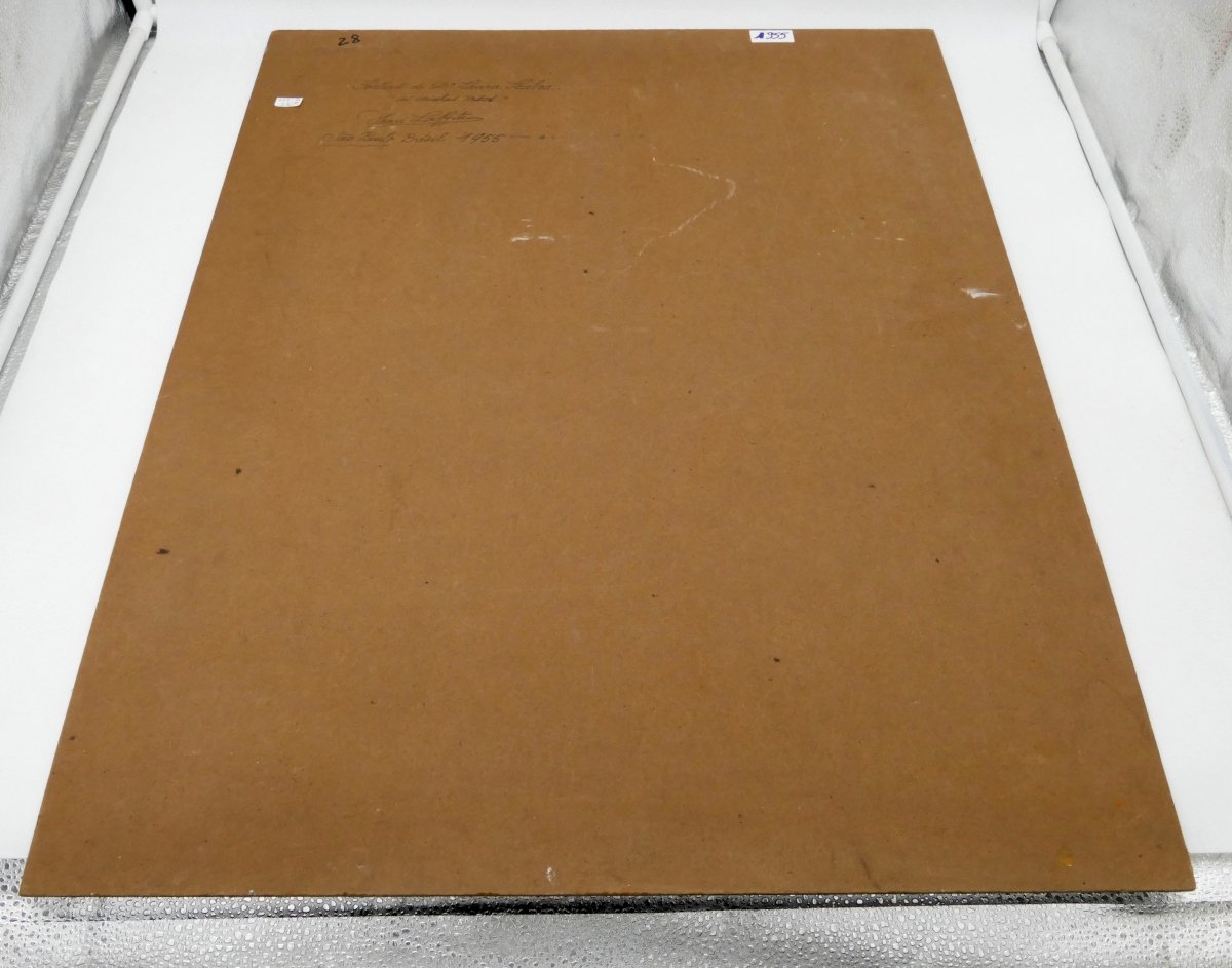 Henri Laffite, &laquo;&nbsp;Portrait de Da Laura Seabra&nbsp;&raquo; huile sur carton, Sao Paulo Br&eacute;sil 1955.-photo-5